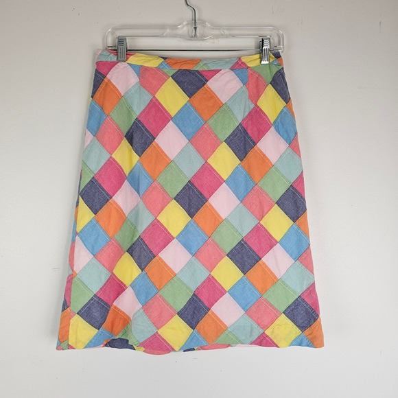 Brooks Brothers Dresses & Skirts - Brooks Brothers 346 Multi Color Patchwork Diamond Cotton Skirt Size 8